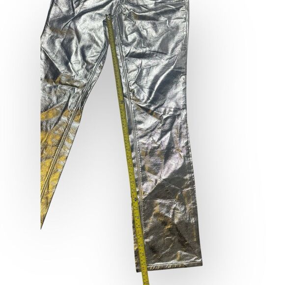 Good American 90s Liquid Pants Womens 27 Silver Silo Cyberpunk Futuristic Zenon - Picture 5 of 7
